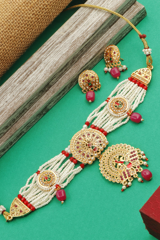 Tanmani Haar Maharashtrian Moti Necklace With Earrings